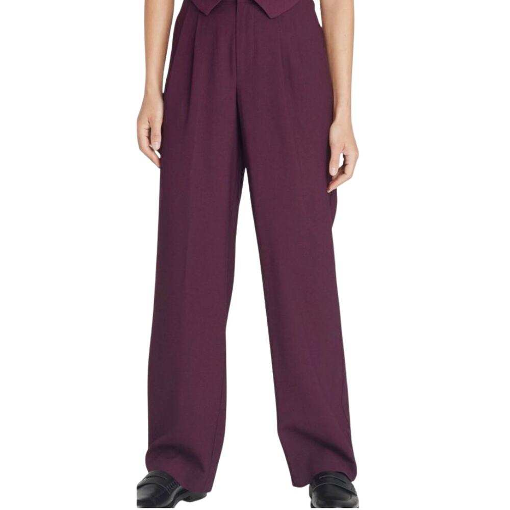 A New Day Wide Leg Trouser Pant Eggplant Purple Business Casual Dress Pant Sz 4